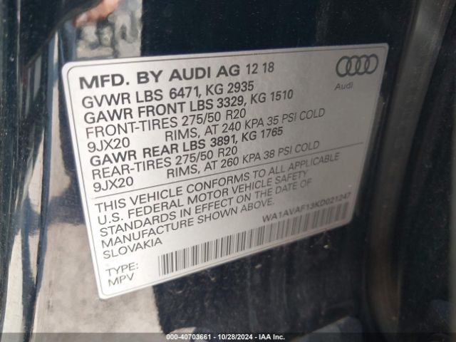 WA1AVAF13KD021247 Audi Q8 PREMIUM