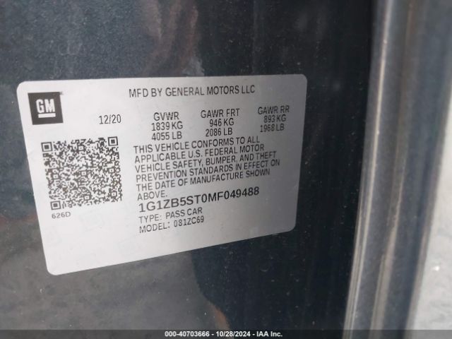 1G1ZB5ST0MF049488 Chevrolet Malibu Fwd Ls