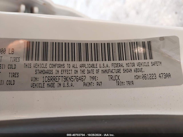 1C6RREFT9KN576467 RAM 1500 Big Horn/lone Star  4x2 5'7 Box