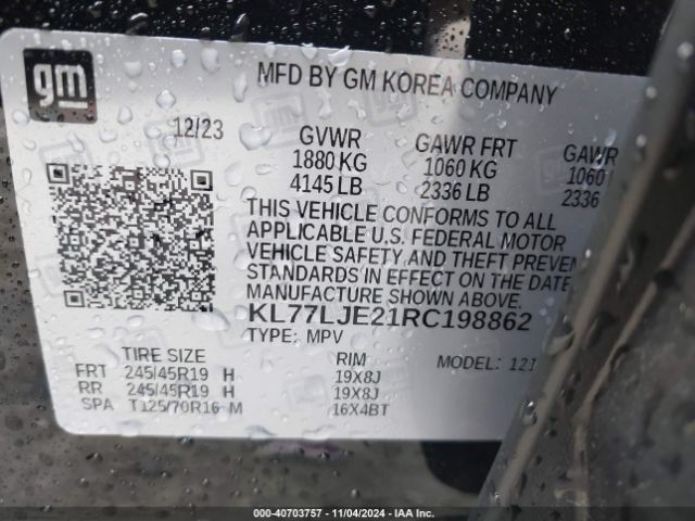 KL77LJE21RC198862 Chevrolet Trax Fwd 2rs