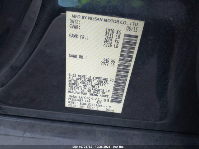 1N4AL3AP0FC471183 Nissan Altima 2.5 S