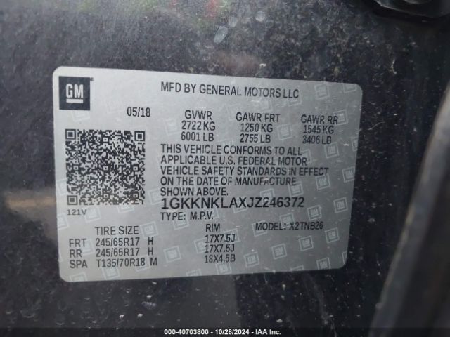 1GKKNKLAXJZ246372 GMC Acadia Sle-1