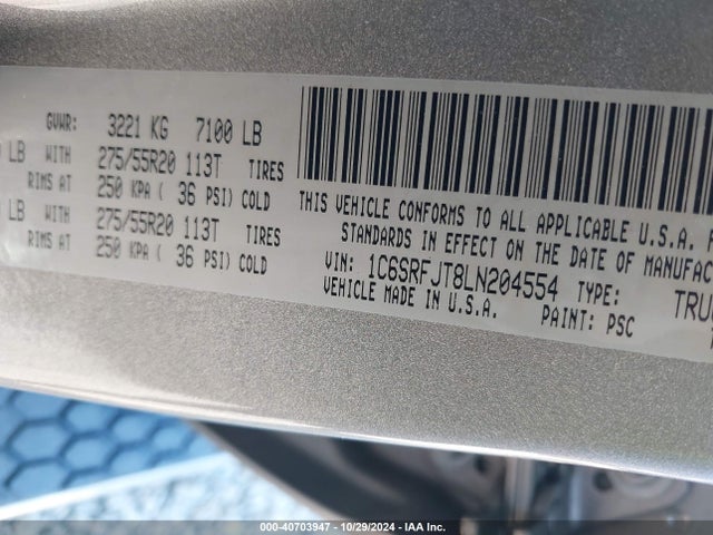 1C6SRFJT8LN204554 RAM 1500 Laramie