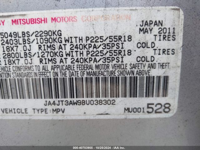 2011 MITSUBISHI OUTLANDER JA4JT3AW9BU038302 Photo 8
