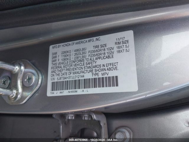 5J8TB4H37JL012144 Acura Rdx Acurawatch Plus Package