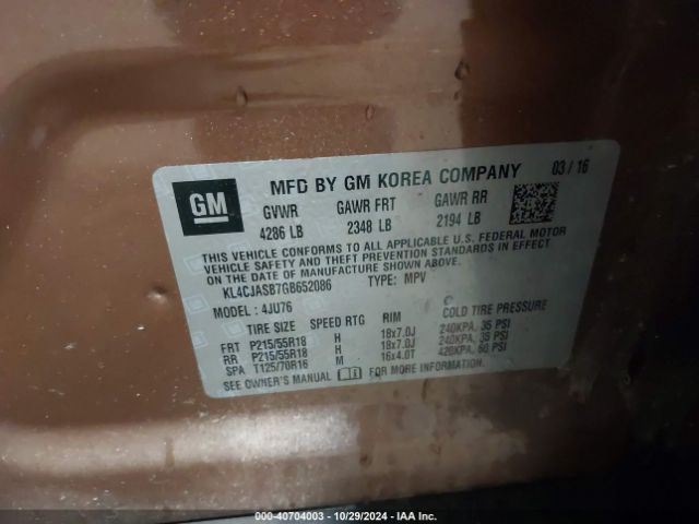 KL4CJASB7GB652086 Buick Encore