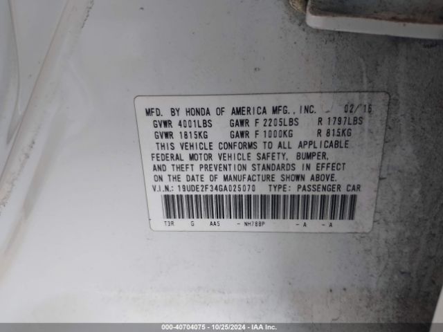 19UDE2F34GA025070 Acura Ilx 2.4l/acurawatch Plus Package