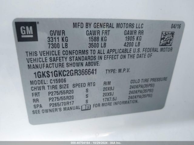 1GKS1GKC2GR366641 GMC Yukon Xl Slt