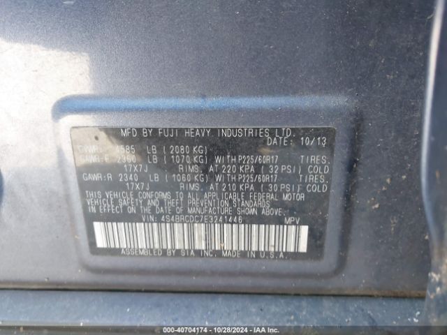 4S4BRCDC7E3241446 Subaru Outback 2.5i Premium