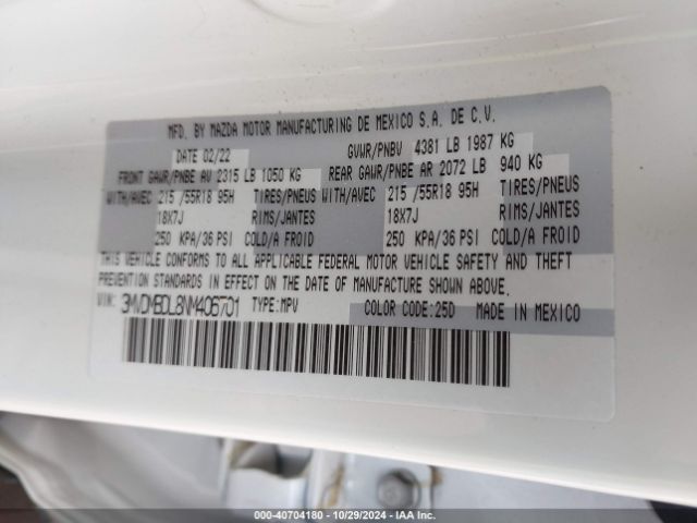 3MVDMBDL8NM406701 Mazda Cx-30 Premium