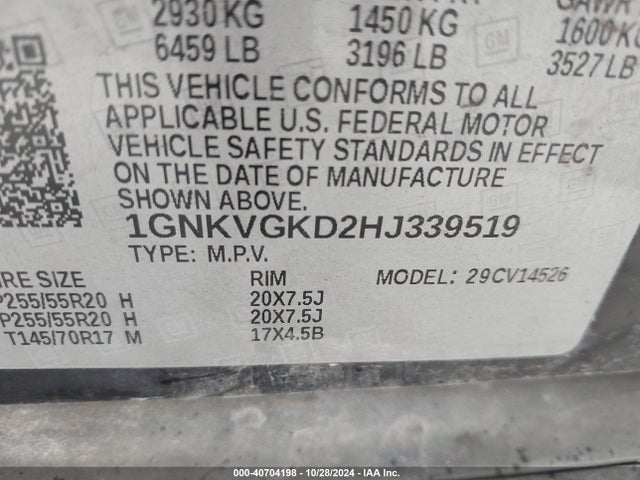 Chevrolet Traverse 1lt 2017 1GNKVGKD2HJ339519 Image 9