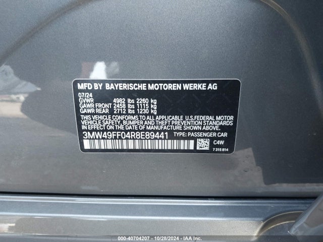 BMW M340I 2024 3MW49FF04R8E89441 Image 9