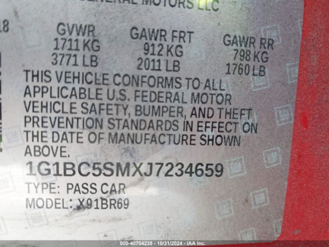1G1BC5SMXJ7234659 Chevrolet CRUZE LS
