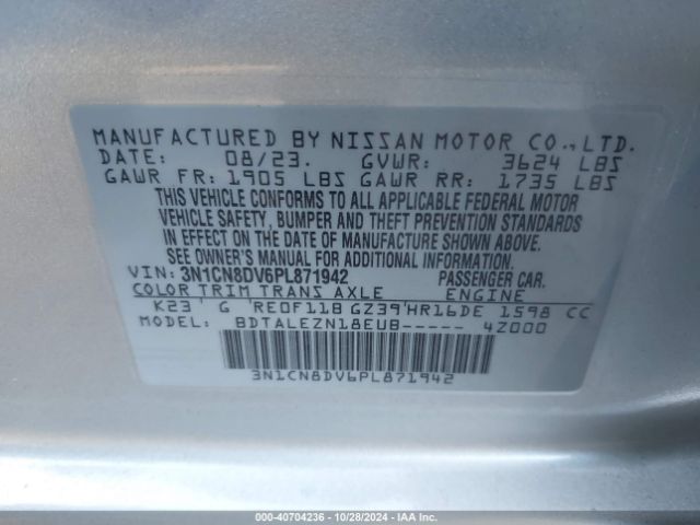 3N1CN8DV6PL871942 Nissan Versa 1.6 S Xtronic Cvt