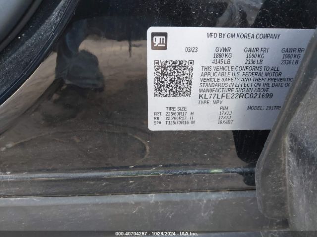 KL77LFE22RC021699 Chevrolet Trax Fwd Sp