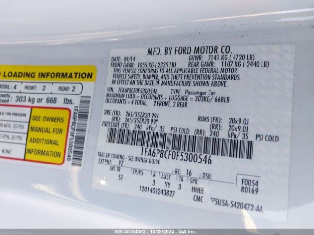 1FA6P8CF0F5300546 Ford Mustang Gt Premium