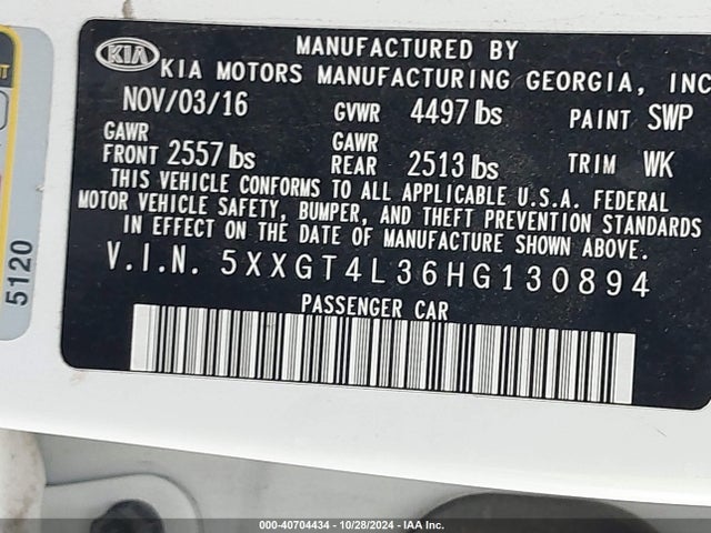 KIA Optima Lx 2017 5XXGT4L36HG130894 Image 9