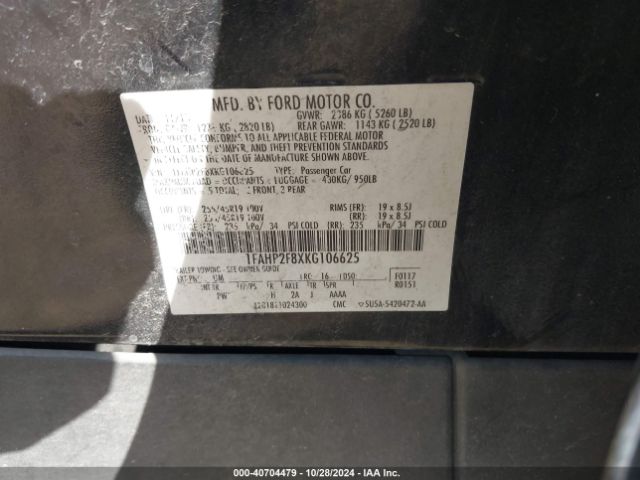 1FAHP2F8XKG106625 Ford Taurus Limited