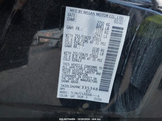 5N1DL1HU4NC335348 Infiniti Qx60 Autograph Awd