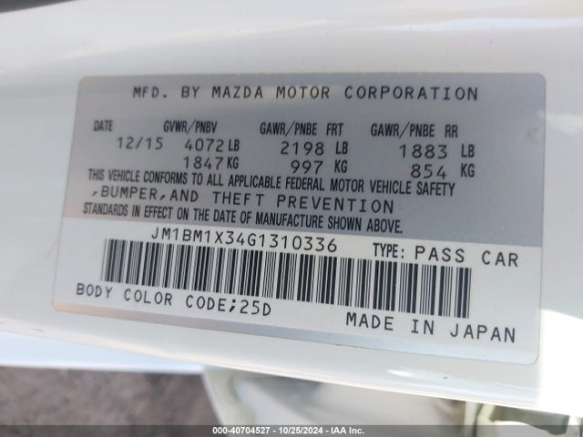JM1BM1X34G1310336 Mazda MAZDA3