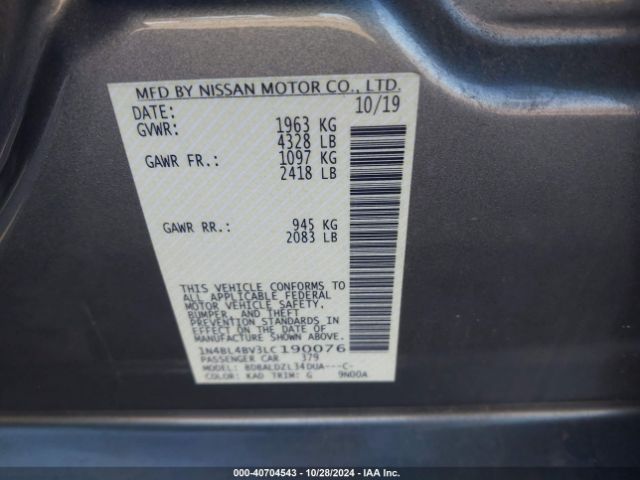 1N4BL4BV3LC190076 Nissan Altima S Fwd