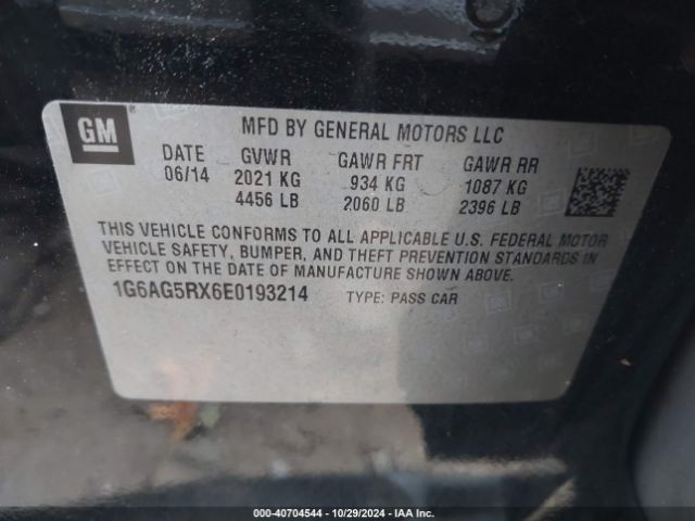 1G6AG5RX6E0193214 Cadillac Ats Standard