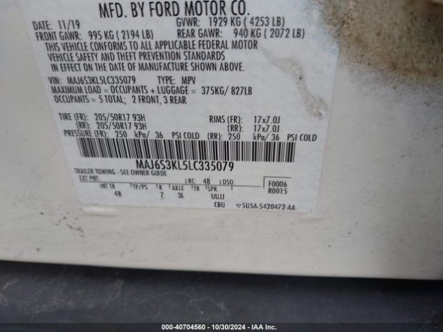 MAJ6S3KL5LC335079 Ford Ecosport Titanium