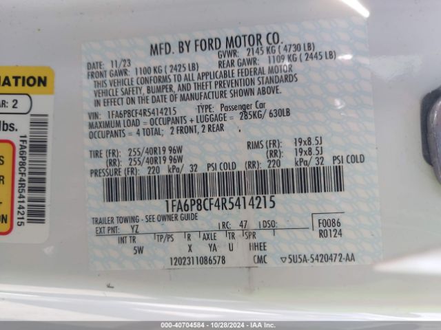1FA6P8CF4R5414215 Ford Mustang Gt Premium