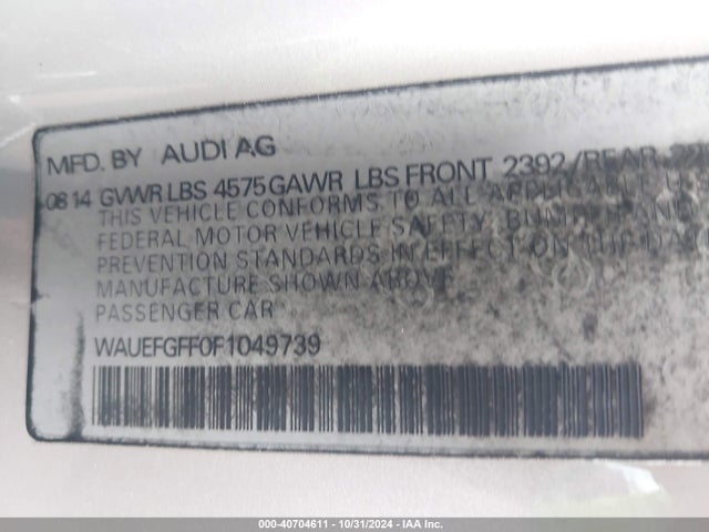 WAUEFGFF0F1049739 Audi A3 2.0t Premium