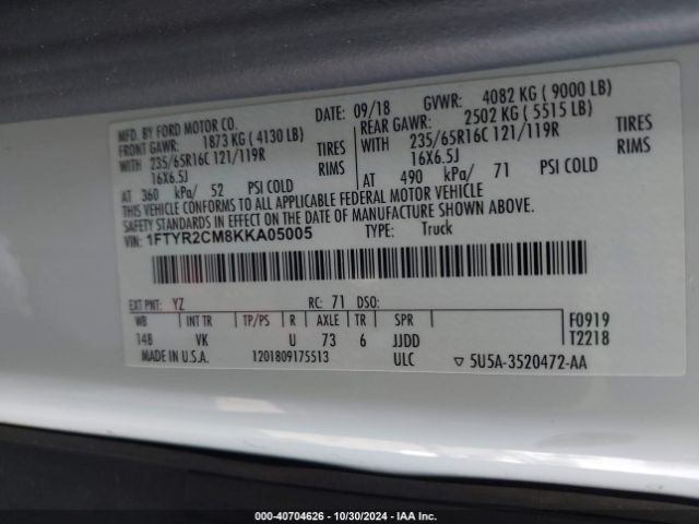 1FTYR2CM8KKA05005 Ford Transit-250