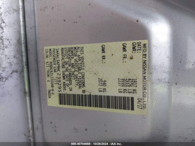 Nissan Altima 2.5 Sv 2017 1N4AL3AP9HC239295 Image 9