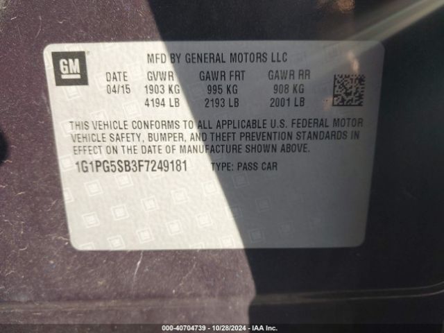 1G1PG5SB3F7249181 Chevrolet CRUZE LTZ
