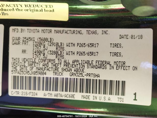 5TFAZ5CN5JX059004 Toyota Tacoma Trd Sport