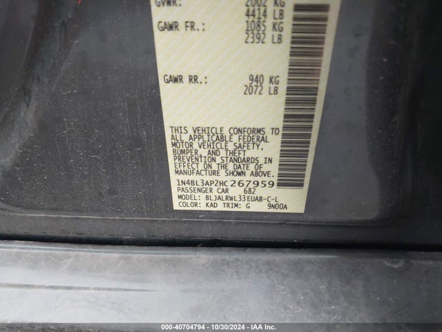 Nissan Altima 3.5 Sl 2017 1N4BL3AP2HC267959 Image 9