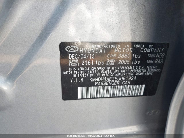 Hyundai ELANTRA SE 2014 KMHDH4AE2EU061924 Image 9