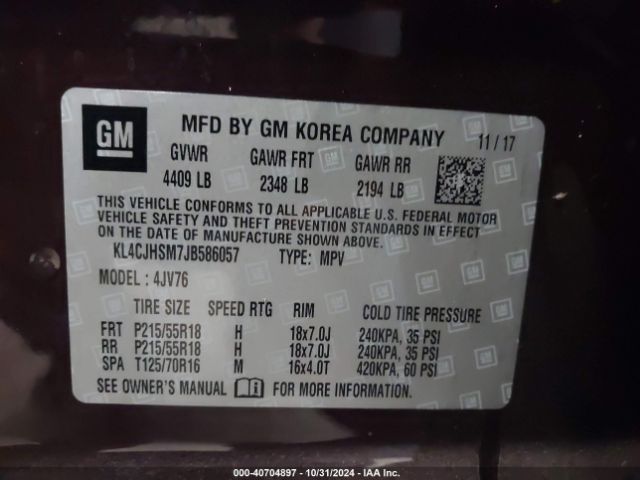 KL4CJHSM7JB586057 Buick Encore Premium