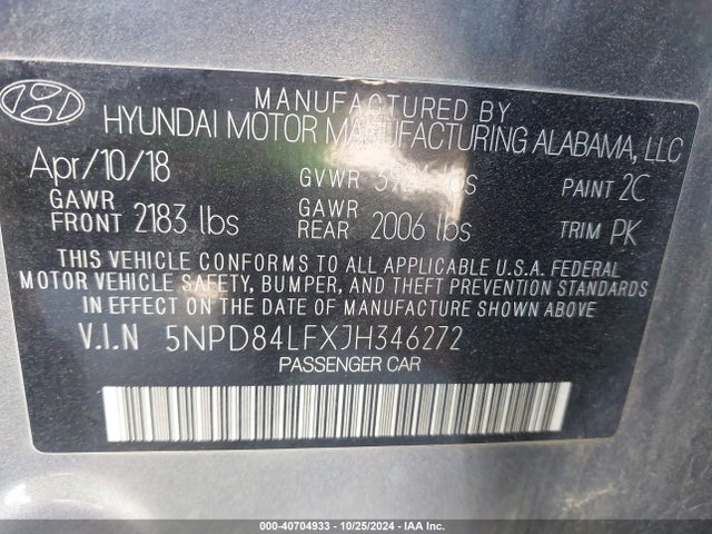 Hyundai Elantra Value Edition 2018 5NPD84LFXJH346272 Image 9
