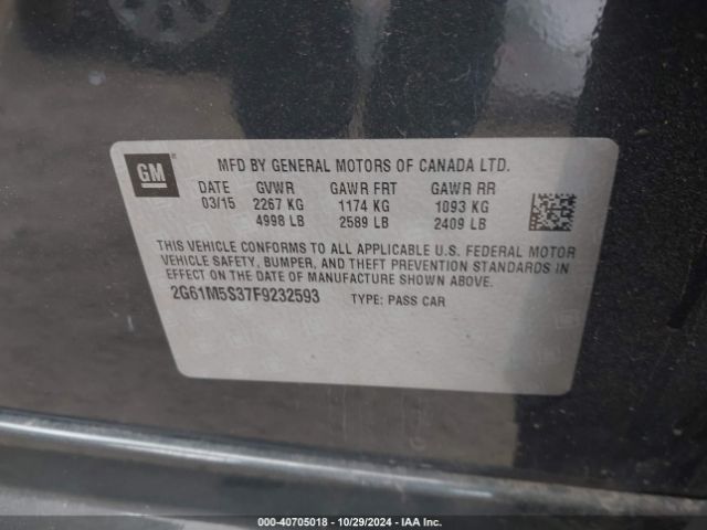 2G61M5S37F9232593 Cadillac XTS LUXURY