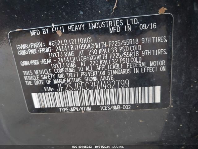 JF2SJGEC3HH482799 Subaru Forester 2.0xt Premium