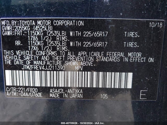 Toyota RAV4 LE 2018 JTMZFREV4JJ211390 Image 9