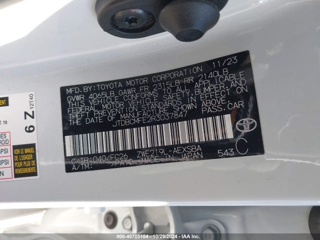 Toyota Corolla Hybrid Se 2024 JTDBCMFE2R3037847 Image 9