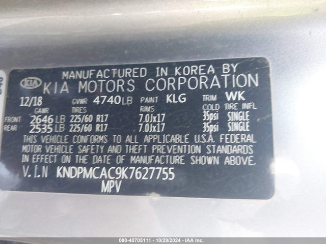 KIA Sportage Lx 2019 KNDPMCAC9K7627755 Image 9