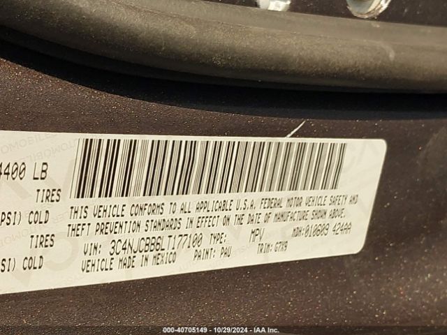 3C4NJCBB6LT177100 Jeep Compass Latitude Fwd