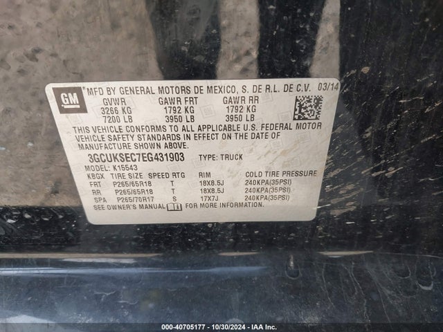 Chevrolet Silverado 1500 Ltz 2014 3GCUKSEC7EG431903 Image 9