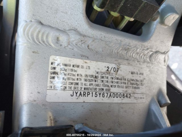 2007 YAMAHA FJR1300 JYARP15Y67A000642 Photo 9