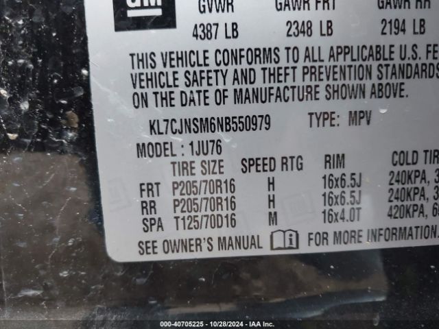 KL7CJNSM6NB550979 Chevrolet Trax Awd Ls