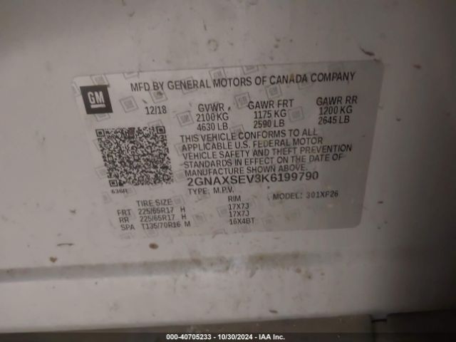 Chevrolet EQUINOX LS 2019 2GNAXSEV3K6199790 Image 9