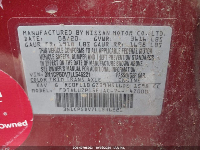 Nissan Kicks Sr Xtronic Cvt 2020 3N1CP5DV7LL546221 Image 9