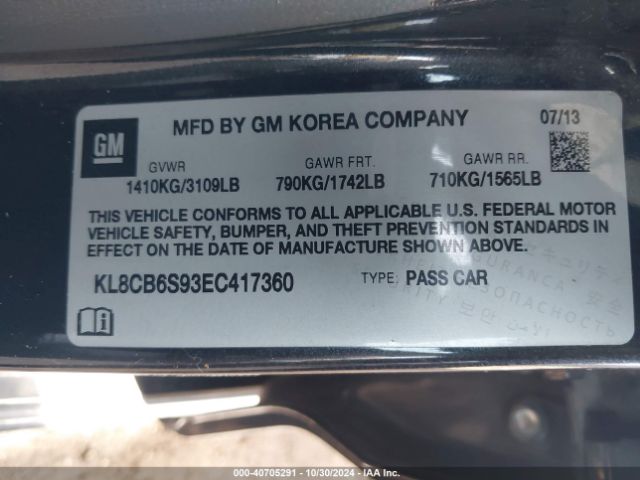 KL8CB6S93EC417360 Chevrolet Spark Ls Auto