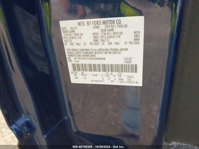 Ford F-150 Xlt 2014 1FTFX1ETXEKE68554 Image 9